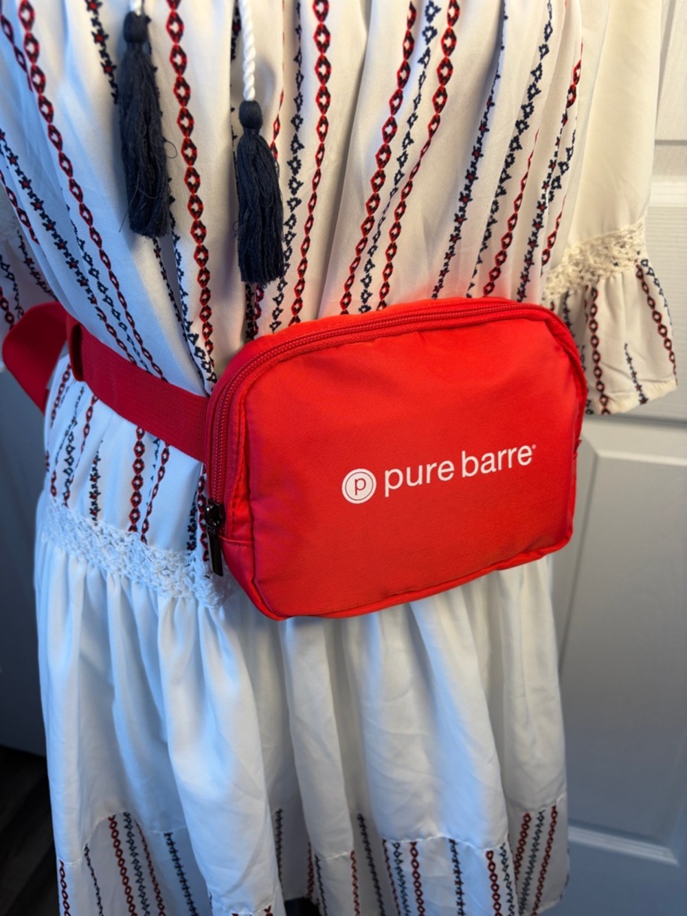 Pure Barre Bright Red Crossbody Waist Bag